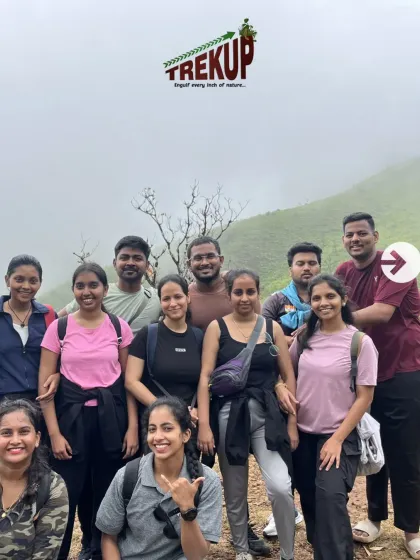 A group of friends posing together on the Netravathi trail, a great moment from last week's trek.