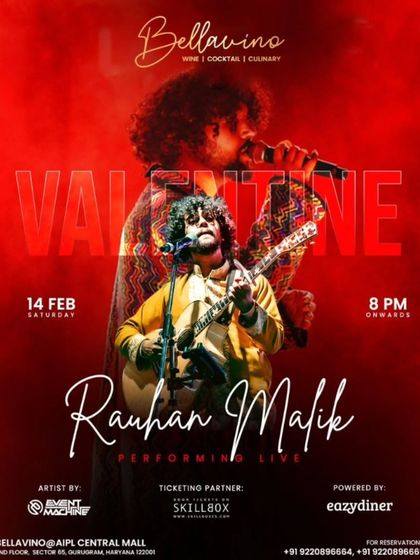 A Valentine's performance by Rauhan Malik. This shows our range, offering live acoustic and band performances in addition to DJ nights.