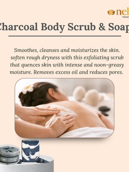 My Charcoal Body Scrub and Soap are a powerful duo for deep cleansing. The charcoal helps trap and remove toxins and excess oil, while mint provides a refreshing feel, leaving your skin smooth and clear.