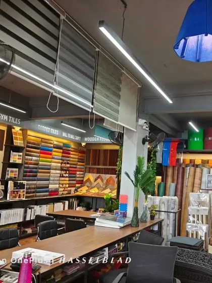 I believe in letting you see and feel the quality of my products. This is a view of my Bengaluru showroom, where you can browse full-size displays, look through fabric books, and we can discuss your exact needs.