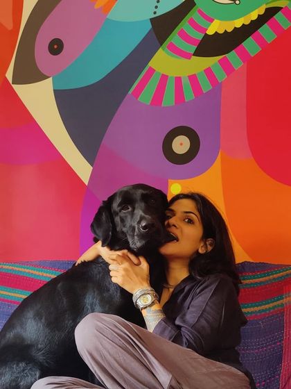 The House of Kai and Berserk. Our founder Priyanka with her four-legged furry boy, Kai, who is the heart of our studio and our constant inspiration.