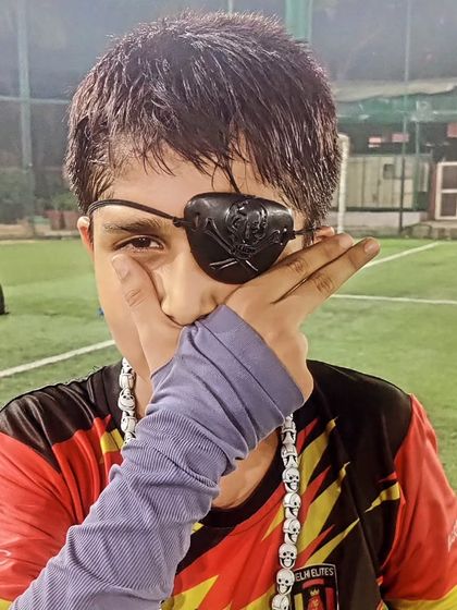 A young player dressed as a pirate for our Halloween-themed training session.