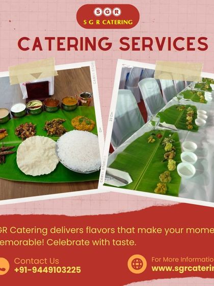 We deliver flavors that make your moments memorable. This collage shows our traditional banana leaf service, perfect for authentic cultural celebrations.