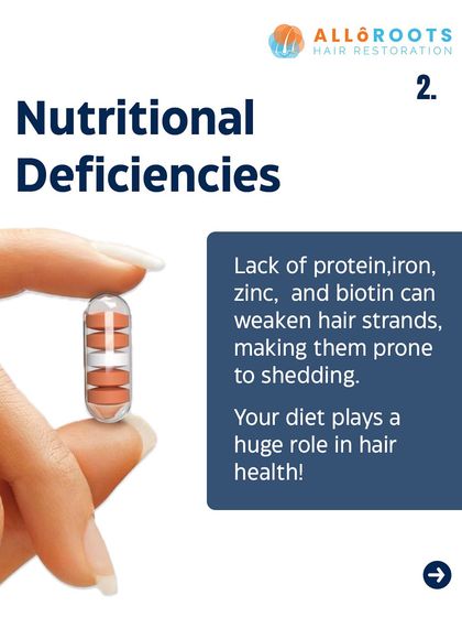 Nutritional deficiencies are a key cause of diffuse hair loss. A lack of essential nutrients like protein, iron, zinc, and biotin can weaken hair strands and make them prone to shedding. Your diet plays a huge role in your hair's health.