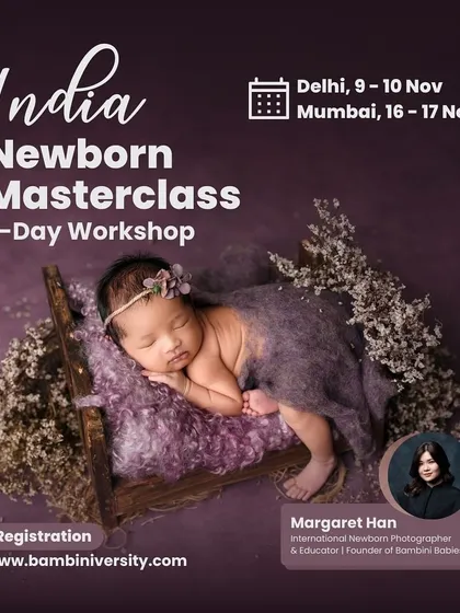 This is an invitation to my 2-Day Newborn Masterclass, designed for photographers of all levels. This intensive workshop covers everything from the basics of handling and wrapping to advanced posing and business strategies, giving you the skills to elevate your newborn photography.