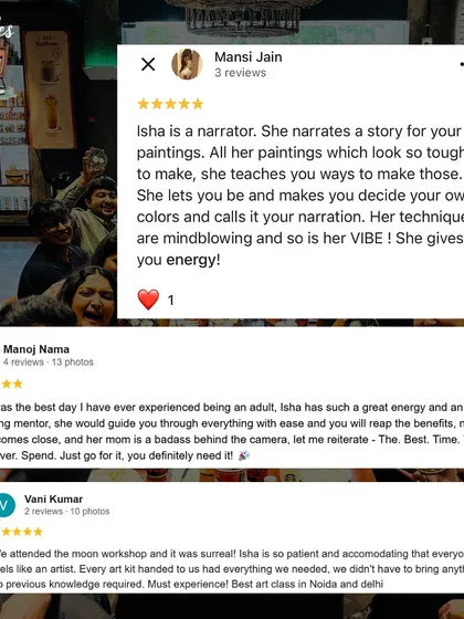 The kind words from our Brushes & Brew family mean the world to me and my mom. These reviews talk about the vibe, the guidance, and the joy of creating. This is the experience we strive to give everyone who walks through our doors.