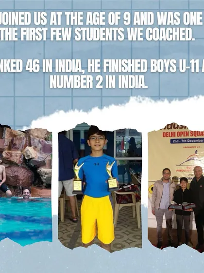 Shaurya Bawa's journey started with us at age 9, ranked 46 in India. He finished the Boys U-11 category as Number 2, showing his potential from an early age.