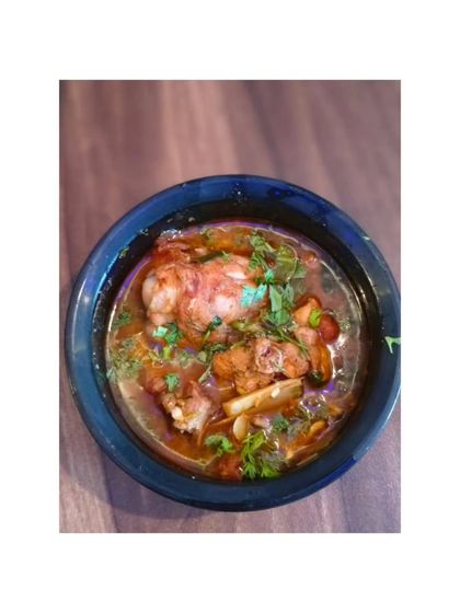 Our Naga style chicken with bamboo shoot. The bamboo shoot adds a unique, slightly sour flavour and a crunchy texture to the tender chicken curry.