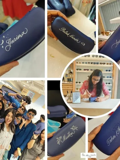 A collage from a live personalization event with Lenskart. It was a joy to interact with guests and customize their new sunglass cases on the spot. Look at all those happy faces!