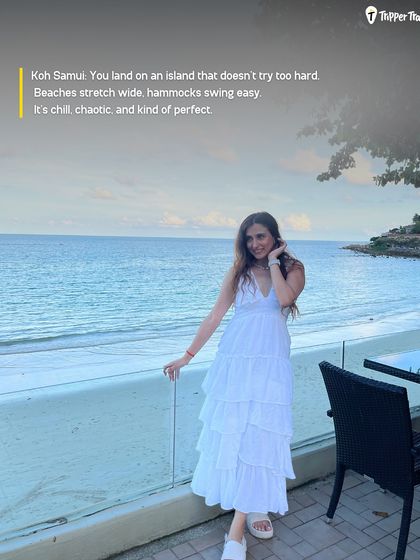 Finding a moment of peace on Koh Samui. While we love the parties, we also make sure there's time to just chill, enjoy the beach, and watch the world go by from a hammock. It's all about that vibe life balance.