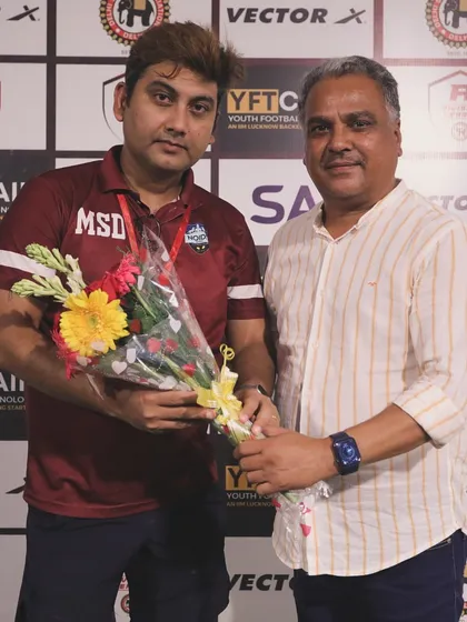Our director being felicitated at a league event. This represents the respect our club has earned within the Delhi and Indian football community.