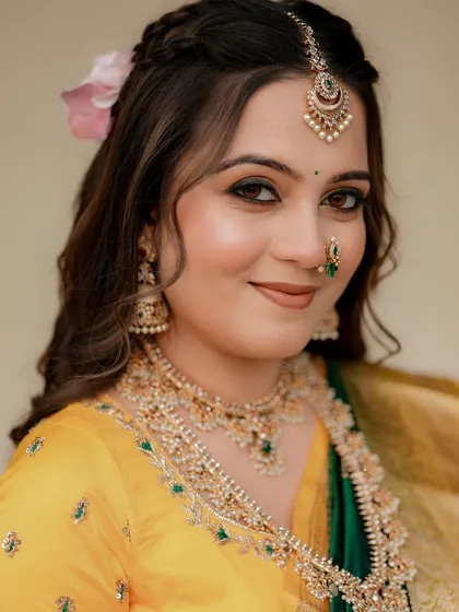 A beautiful smiling portrait of the bride, looking radiant and happy.