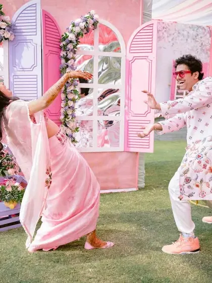 A throwback to an uber-cool wedding carnival where the couple ditched typical poses for Dragon Ball Z moves and pure fun.