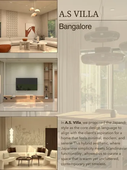 We love exploring different design languages to match our client's vision. This collage showcases our A.S. Villa project, where we used a Japandi aesthetic, blending Japanese simplicity with Scandinavian functionality to create a home that feels minimal, modern, and serene.