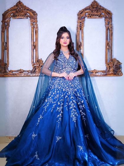 A full-length shot against our studio's mirror backdrop.