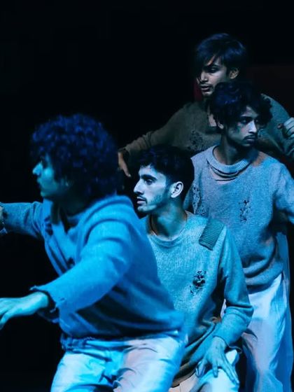 A section of a performance demonstrating storytelling through physical theatre and dance. This piece required the students to connect deeply with the narrative and each other.