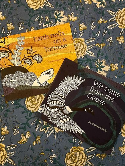'Earth rests on a Tortoise' and 'We come from the Geese', two Santal creation stories. We love exploring indigenous folklore and diverse cultural narratives.