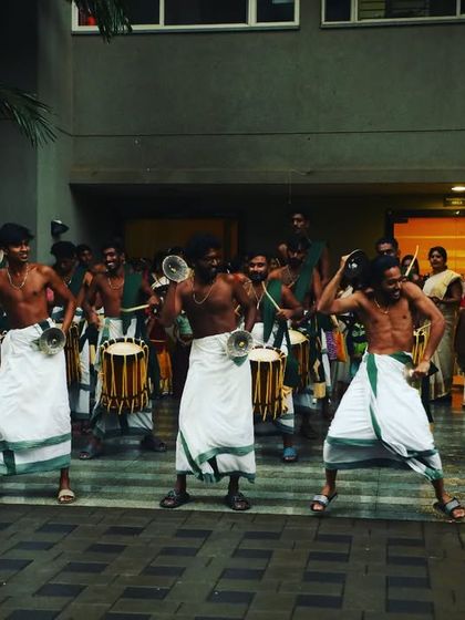 The full team in action, a symphony of synchronized movement and powerful rhythm.