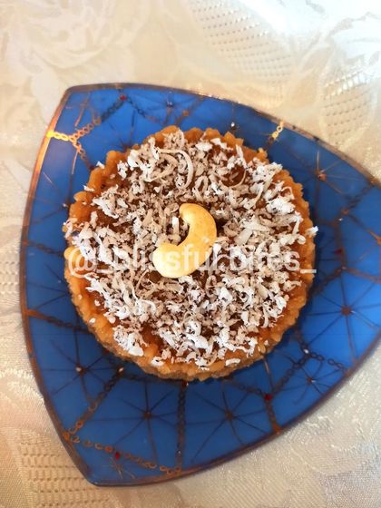 A beautifully presented serving of my Gur Wale Chawal, a comforting winter dessert made with jaggery.