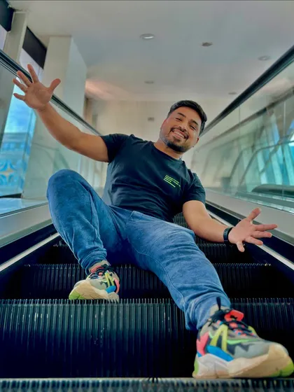 Having some fun on an escalator. We find opportunities for joy and playfulness everywhere.