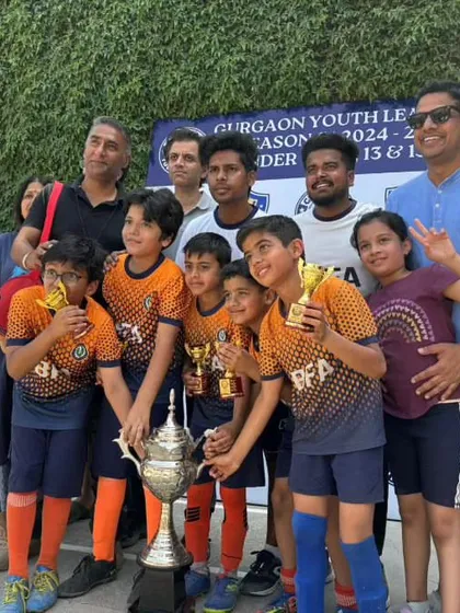 Our Under 9 team celebrating their Silver Cup win in the Gurgaon Youth League. It's a joy to see their hard work pay off.