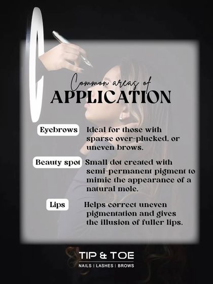 Wondering where permanent makeup can be applied? It's ideal for creating fuller eyebrows, correcting uneven lip pigmentation, or adding a classic beauty spot.