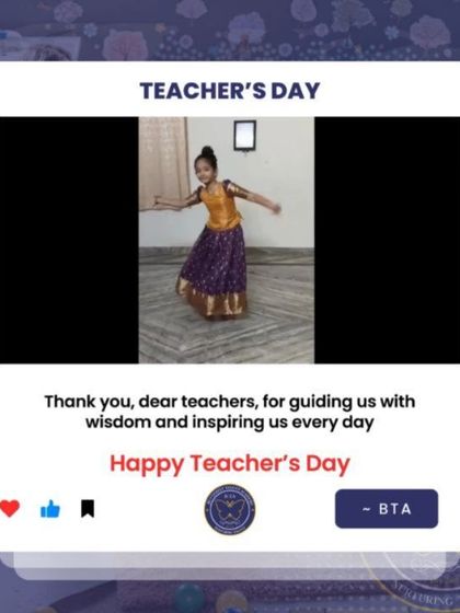 A young dancer in traditional attire performs as a tribute to her teachers. Our classical dance programs are a cornerstone of the academy.