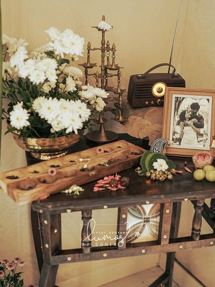 Another view of the heritage corner, showcasing the blend of personal memories and antique decor.