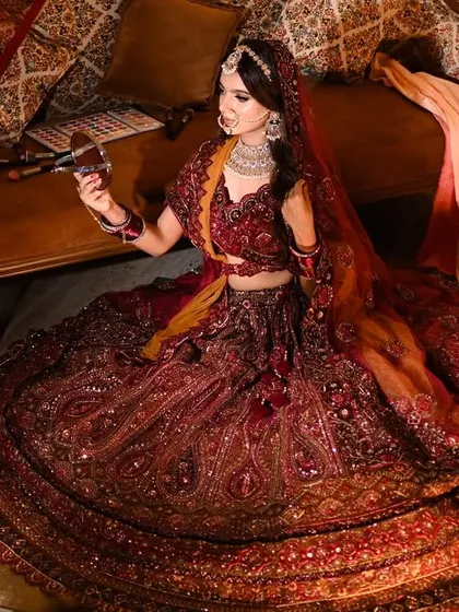 This is for brands that want to showcase grandeur. I capture the full scale and intricate detail of this bridal lehenga, creating an image that feels luxurious and aspirational. This is more than a photo; it's a statement piece.