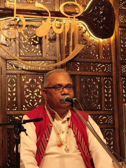 A close-up of Pandit Devendra Verma as he shares his deep knowledge and insights with the attendees.