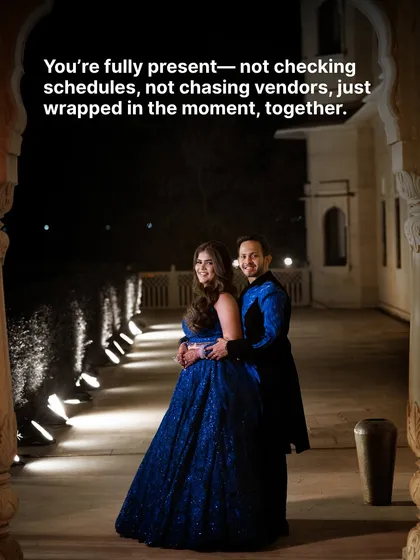 You're fully present, not checking schedules, not chasing vendors, just wrapped in the moment, together. This is how wedding days are meant to feel, and this is the experience we deliver.