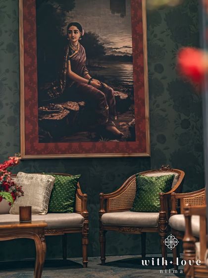 An intimate seating area, where guests can feel like they are part of a private art collection. The decor is designed to be both beautiful and comfortable.