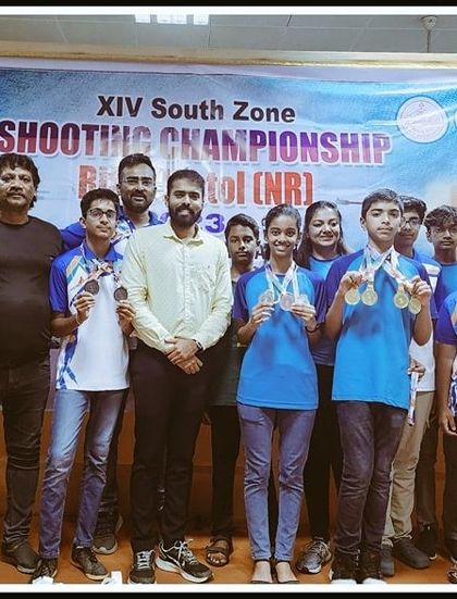 Our team of talented rifle and pistol shooters after a stunning performance at the XIV South Zone Shooting Championship in Thiruvananthapuram.