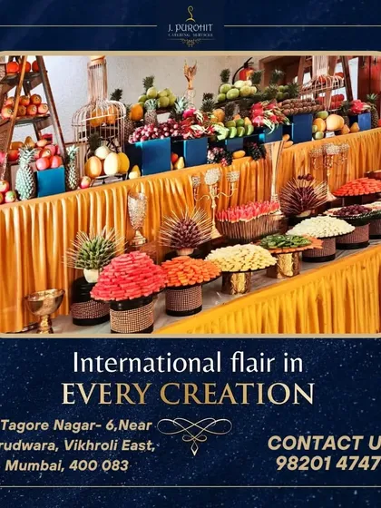 My grand fruit buffet is a healthy and beautiful addition to any event. I use a wide variety of fresh, seasonal fruits, artfully arranged and carved for a stunning visual impact.