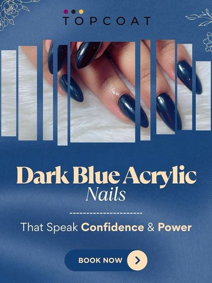 Dark blue acrylic nails that speak confidence and power. A full set of deep, glossy blue nails is a bold choice that exudes strength.