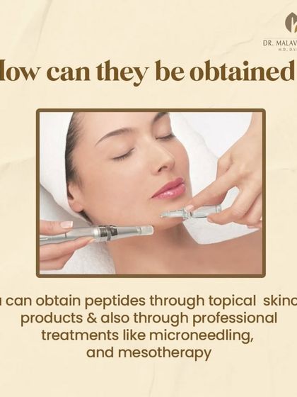 Peptides can be obtained through topical skincare products like serums and creams. They can also be delivered through professional treatments like microneedling and mesotherapy for enhanced absorption and efficacy.