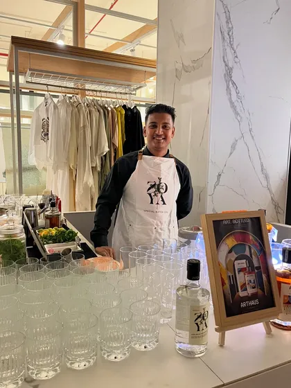 Another angle of my pop-up bar at Jio World Drive, showcasing the elegant glassware and professional setup.