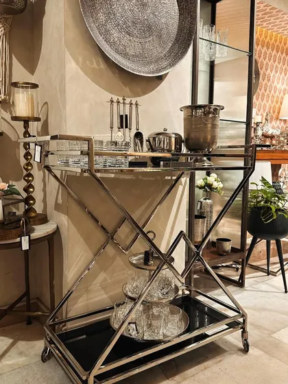 A shot of my store's interior, featuring one of my magnificent bar trolleys. These are real showstoppers and perfect for anyone who loves to entertain in style.