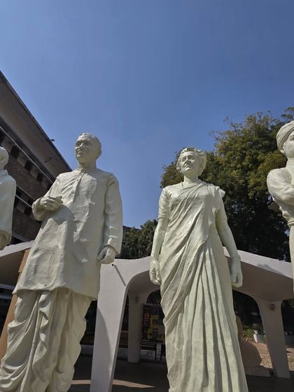 The impressive outdoor sculptures at the Lalit Kala Gallery, part of the Ram V. Sutar exhibition.