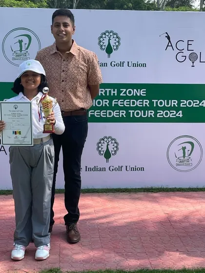 Dhriti Singh celebrates her 2nd place finish at the North Zone Feeder Junior Golf Tournament in Meerut.