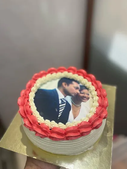 Here's the final reveal of a burn away cake, showing the custom photo underneath. It's a heartfelt way to capture a special memory and turn it into a delicious treat.