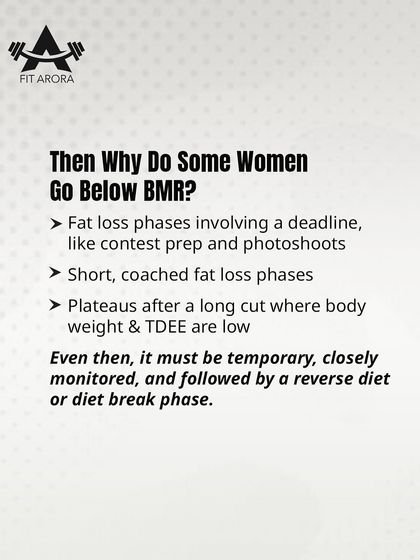 If eating below BMR is risky, why do some women do it? This graphic explains the specific, temporary scenarios like contest prep where it might be used under close coaching supervision.