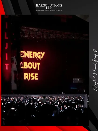 The energy is about to rise. A view from the crowd at the Diljit Dosanjh concert, where our bars kept the spirits high.