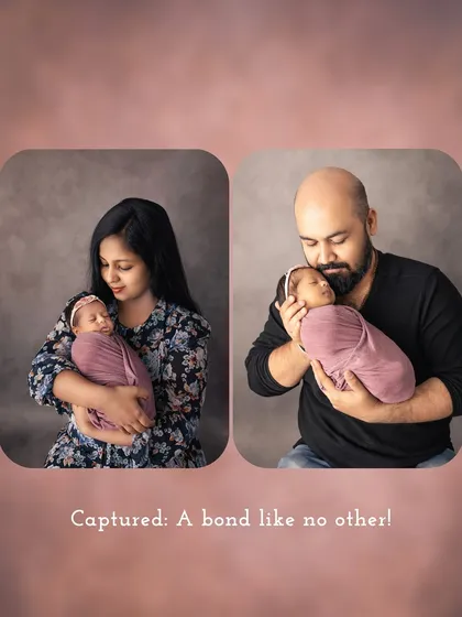 A bond like no other. This image shows the individual portraits of a mother and father each holding one of their newborn twins, showcasing their unique connection.