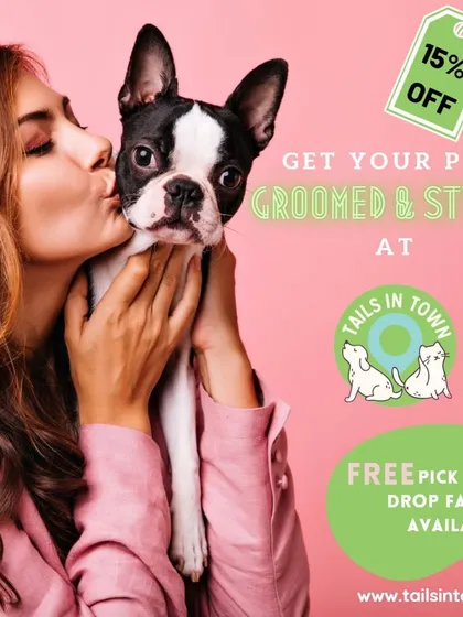 We know you love your pets, and we're here to make caring for them easier. This image highlights two of our key benefits: a special 15% discount for new clients and our free pick up and drop facility available in the Kalyannagar area.