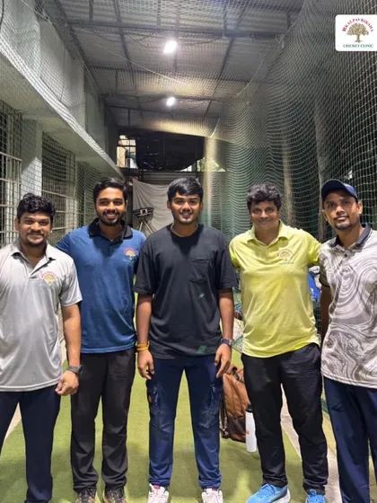 The coaching team with Ayush Mhatre. A player's success is a team effort, built on the foundation of trust and consistent hard work from everyone involved.