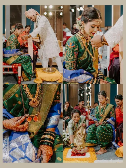 A detailed look at the rituals, showing the mangalsutra ceremony and other traditions that are central to a Maharashtrian wedding.
