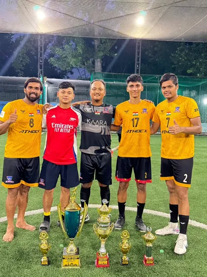 Celebrating our victory in the NCR Cup, with our players also winning Best Goalkeeper and Best Player awards.
