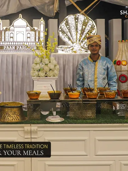 Our Paan Parlour is more than just a tradition; it's an experience. The ornate setup, complete with Taj Mahal and seashell motifs, makes it a photo-worthy corner at any event.