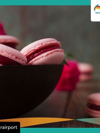 A close-up of our macarons, featured as part of our launch at the Kempegowda International Airport.